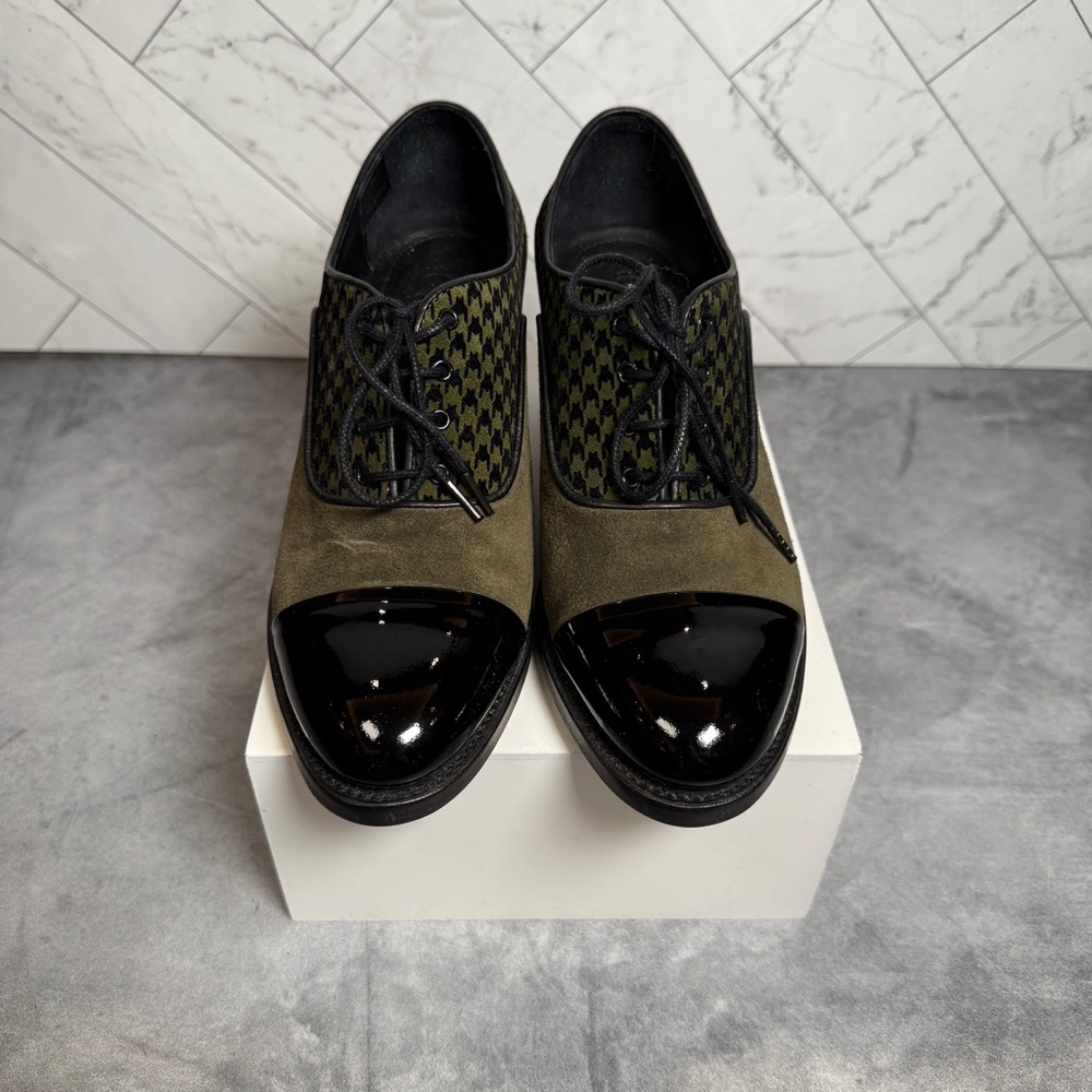 The Office of Angela Scott - Elegant Black Leather Oxfords with Brogue Detailing